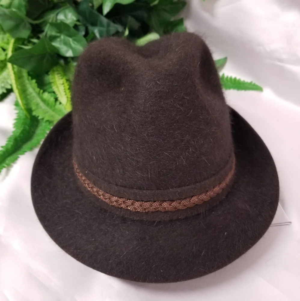 Barbisio Vintage Brown Fur Felt Fedora with Braid Trimmed Crown - Picture 2 of 13